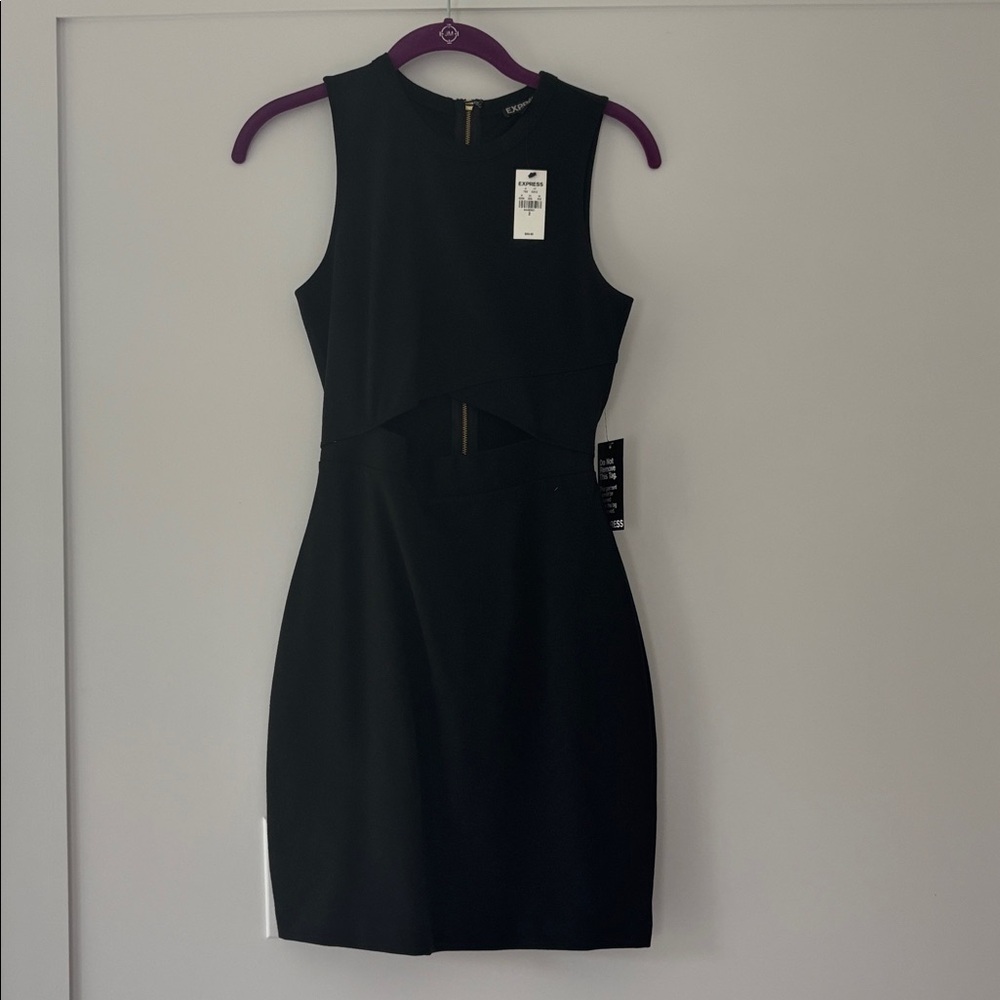 Express Black Dress with Gold Accent